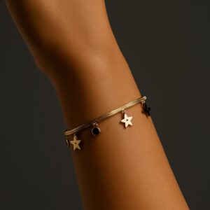 TwinkleCharm Anti-Tarnish Star Evil Eye Bracelet – Gold Finish
